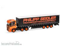 Herpa 320139 - Scania CR 20 ND Gardinenplanen-Sattelzug ´Philipp Seidler´