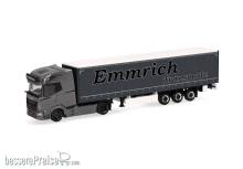 Herpa 320474 - DAF XG+ Gardinenplanen-Sattelzug ´Emmrich Transporte´