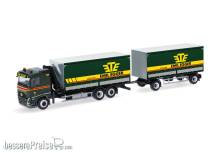 Herpa 320504 - Volvo FH 2020 Flachdach Planen-Hängerzug mit Kran Emil Egger