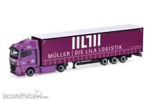 Herpa 320801 - MAN eTGX GM Volumenplanen-Sattelzug Müller - Die lila Logistik (Baden-Württemberg/Besigheim)
