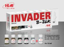 ICM 3007 - Acrylic paint set for Invader B-26K and other Vietnam aircraft, 6x 12 ml