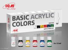 ICM 3010 - Acrylic paint set Basic acrylic colors, 6x 12 ml