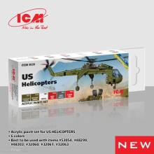 ICM 3026 - Acrylic paint set for US Helicopters, 6x 12 ml