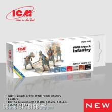 ICM 3045 - Acrylic paint set for WWI French infantry, 6x 12 ml