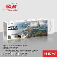 ICM 3047 - Acrylic paint set for WWII US Aviation, 6x 12 ml
