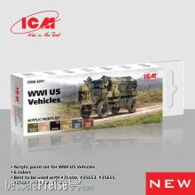ICM 3051 - Acrylic Paint Set for WWI US military vehicles, 6x 12 ml