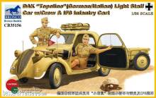 Bronco Models CB35156 - 1:35 DAK Topolino (German-Italian)Light Staff Car w/Crew & IF8 Intantry Cart