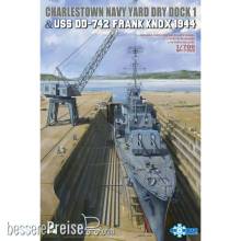 Takom TAKSP7058 - CHARLESTOWN NAVY YARD DRY DOCK 1 & USS DD-742 FRANK KNOX 1944 in 1:700