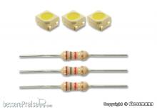Viessmann 3556 - LED weiß, L 2,9 x B 3,5 mm, inkl. Vorwiderstände, 3 Stück