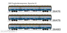 ESU 36476 - n-Wagen, H0, Bnrz 728, 50 80 22-34 548-4, 2. Kl, DB Ep. IV, silber, Pfauenauge, blaue Streifen Flughafen-Express, DC