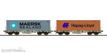 ESU 36604 - Containertragwagen, H0, Sgmmns, 37804505 358-4 + 37 80 4505 391-5, D-AAEC Ep. VI, Container MSKU 836088 + HLXU 859683, DC