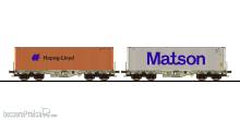 ESU 36608 - Containertragwagen, H0, Sgmmns, 37804505 332-9 + 37804505 354-3, D-AAEC Ep. VI, Container HLXU 805919 + MATU 261521, DC