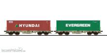 ESU 36609 - Containertragwagen, H0, Sgmmns, 37 80 4505 399-8 + 37 80 4505 567-0, D-AAEC Ep. VI, Container HDMU 665868 + EGHU 945599, DC