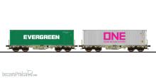 ESU 36611 - Containertragwagen, H0, Sgmmns, 37 80 4505 308-9 + 37 80 4505 392-3, D-AAEC Ep. VI, Container EGHU 946186 + ONEU 002297, DC