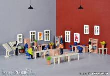 Kibri 38655 - Spur H0 Deko-Set Möbel für technisches Büro