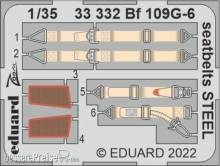 Eduard Accessories 33332 - 1:35 Bf 109G-6 seatbelts STEEL