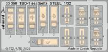 Eduard Accessories 33358 - 1/32 TBD-1 seatbelts STEEL 1/32 TRUMPETER