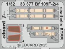 Eduard Accessories 33377 - Bf 109F-2/4 seatbelts STEEL HOBBY 2000 / HASEGAWA