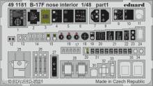 Eduard Accessories 491181 - B-17F nose interior 1/48 for HKM in 1:48