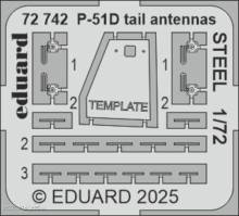 Eduard Accessories 72742 - P-51D tail antennas STEEL
