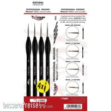 Mirage Hobby 100065 - MIRAGE BRUSH OPTIMAL SET of NATURAL [4 x Natural Brush: 00, 0, 1, 2]
