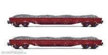 B-Models 45.444 - 2-teiliges Set der SNBC Rungenwagen mit Schotter beladen - Ep.VI - (Set A)