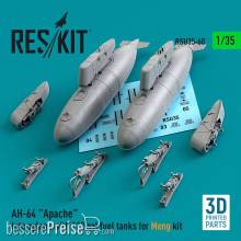 ResKit Models RSU35-0060 - AH-64 Apache late pylons with 122 gal fuel tanks for Meng kit (3D Printed)