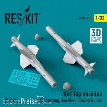 ResKit Models RS32-0374 - Red Top missiles (2 pcs) (EE Lightning, Sea Vixen, Hawker Hunter) (3D Printed)