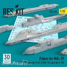 ResKit Models RS32-0402 - Pylons for MiG-29 (APU-470 2 pcs for R-27 & APU-73 4 pcs for R-73) (3D Printed)