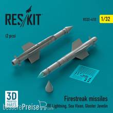 ResKit Models RS32-0410 - Firestreak missiles (2 pcs) (EE Lightning, Sea Vixen, Gloster Javelin) (3D Printed)