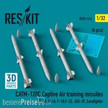 ResKit Models RS32-0414 - CATM-120C Captive air training missiles (4 pcs) (F-15, F-16, F-18,F-22, JAS-39, Eurofighter) (3D Printed)