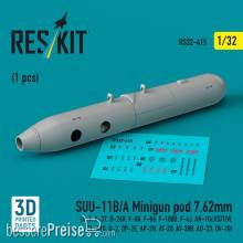 ResKit Models RS32-0415 - SUU-11B/A Minigun pod 7,62mm (1 pcs) (A-1, A-37, B-26K, F-84, F-86, F-100D, F-4J, AH-1G/J/S/T/W, CL-41G, O-2, OP-2E, AP-2H, AT-28, AT-38B, AU-23, OV-10) (3D printed)