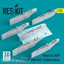 ResKit Models RS32-0440 - Pylons for USAF A-7 Corsair II with MAU-12 Bomb Racks (3D Printed)