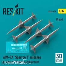 ResKit Models RS32-0454 - AIM-7A Sparrow I missiles (4 pcs) (F-3 Demon, F7U Cutlass, F3D Skynight) (3D Printed)