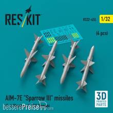 ResKit Models RS32-0455 - AIM-7E Sparrow III missiles (4 pcs) (F-4 Phantom II, F3H Demon) (3D Printed)