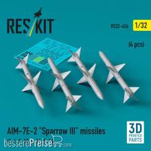 ResKit Models RS32-0456 - AIM-7E-2 Sparrow III missiles (4 pcs) (F-4, F-15, F-16, F-14) (3D Printed)