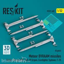 ResKit Models RS32-0460 - Meteor BVRAAM missiles (4 pcs) (Rafale, Mirage 2000, JAS-39 Gripen, Eurofighter Typhoon, F-35) (3D Printed)