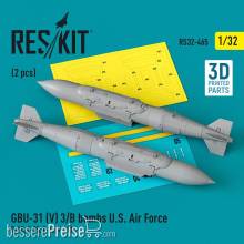ResKit Models RS32-0465 - GBU-31 (V) 3/B bombs U.S. Air Force (2 pcs) (B-1B, F-35, F-22, F-111C) (3D Printed)