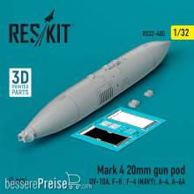 ResKit Models RS32-0485 - Mark 4 20mm gun pod (1 pcs) (OV-10A, F-8 , F-4 (USN), A-4, A-6A) (3D Printed)