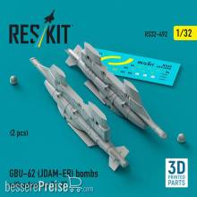 ResKit Models RS32-0492 - GBU-62 (JDAM-ER) bombs with pylons for Su-27 (2 pcs) (3D Printed)