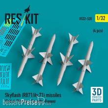 ResKit Models RS32-0520 - Skyflash (RB71/Av.71) missiles (4 pcs) (British Phantom, Tornado, Viggen) (3D Printed)