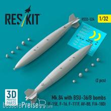 ResKit Models RS32-0524 - Mk.84 with BSU-36/B bombs (2 pcs) (F-15E, F-16, F-111F, AV-8B, F/A-18D) (3D Printed)