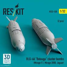 ResKit Models RS32-0530 - BLG-66 Belouga cluster bombs (2 pcs) (Mirage F.1, Mirage 2000, Jaguar) (3D Printed)