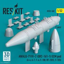 ResKit Models RS32-0560 - AN/ALQ-71(V)-2 (QRC-161-1) ECM pod (1pcs) (A-4, A-7, F-4, F-100, RF-101C, F-105) (3D Printed)