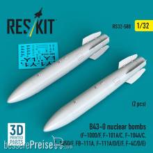 ResKit Models RS32-0588 - B43-0 nuclear bombs (2 pcs) (F-100D/F, F-101A/C, F-104A/C, F-105D/F, FB-111A, F-111A/D/E/F, F-4C/D/E) (3D Printed)