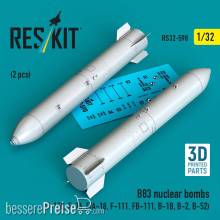 ResKit Models RS32-0590 - B83 nuclear bombs (2 pcs) (F-15E, F-16, F/A-18, F-111, FB-111, B-1B, B-2, B-52) (3D Printed)