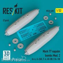 ResKit Models RS32-0603 - Mark 77 napalm bombs Mod.2 (2pcs) (A-4, A-26K, F-4, AV-8B, F/A-18) (3D Printed)