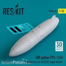 ResKit Models RSU32-0064 - 480 gallon FPU-12/A fuel tank for F/A-18 (E,F,G) Super Hornet (1 pcs) (3D Printed)