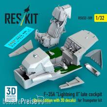 ResKit Models RSU32-0109 - F-35A Lightning II late cockpit (Basic edition with 3D decals) for Trumpeter kit (3D Printed)
