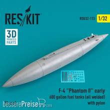 ResKit Models RSU32-0113 - F-4 Phantom II early 600 gallon fuel tanks (all welded) with pylon (1 pcs) (3D Printed)